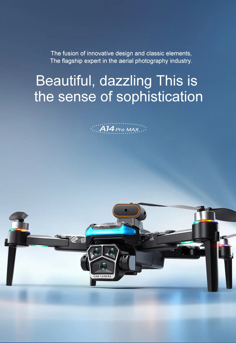 New A14ProMax 8K Drone 4.3Inch Screen Control GPS Brushless Motor Dual Camera Optical Flow Obstacle Avoidance Foldable RC UAV