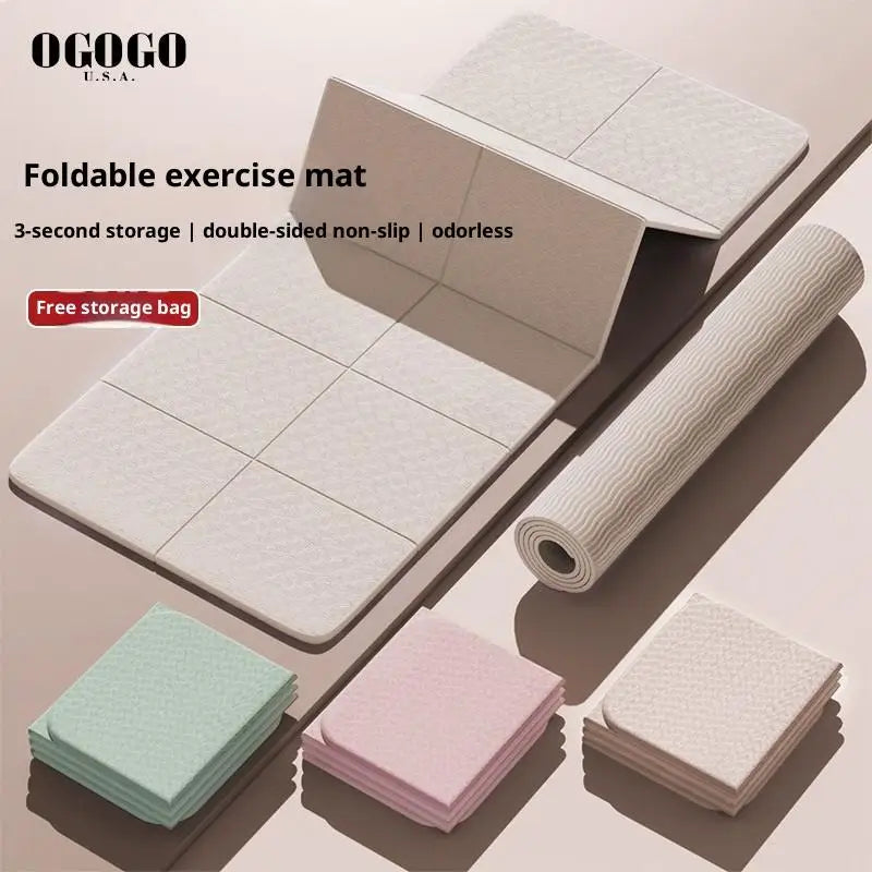 【M】4mm Thick TPE Foldable Yoga Mat 183*61cm Easy Storage For Travel Yoga Pilates Home Exercise Floor Mat