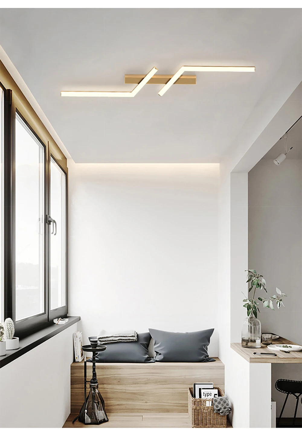 Modern LED Line Ceiling Lamp modern Living Room Dining Room Master Bedroom Study Fixture Gold Black Ceiling Lights Illumination