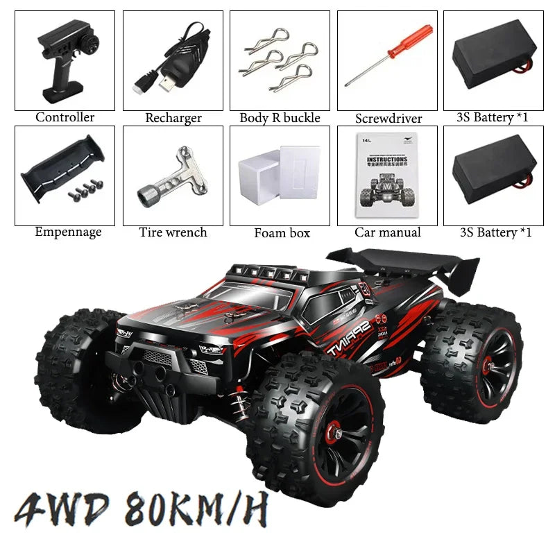1:16 85KM/H Or 50KM/H 4WD RC Car With LED Remote Control Cars High Speed Drift Monster 4x4 Truck for Kids vs Wltoys 124017 Toys