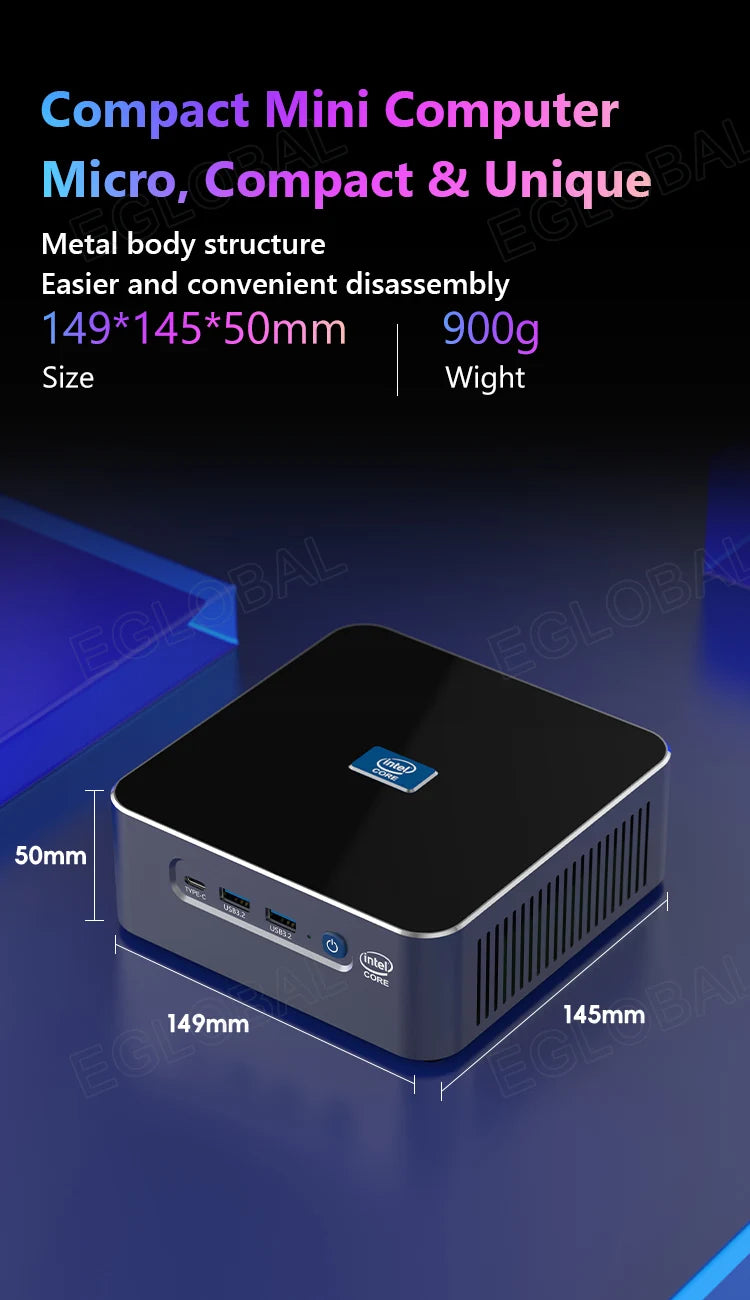 EGLOBAL Mini PC Gaming 13th Gen i9-13900H i7-13620H 32G DDR5 1TB NVMe Gaming Computer Windows11 Wifi6 Type-C Mini Computer Gamer