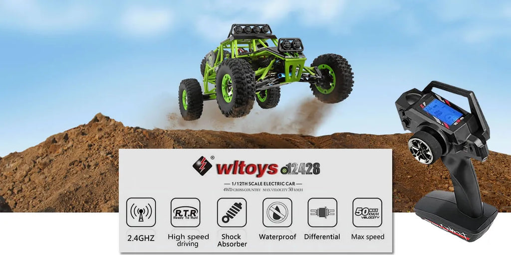 New WLtoys 12428 Pro 1:12 4WD RC Racing Car High Speed Off-Road Remote Control Climbing Truck LED Light Buggy Boy Toys Kids Gift
