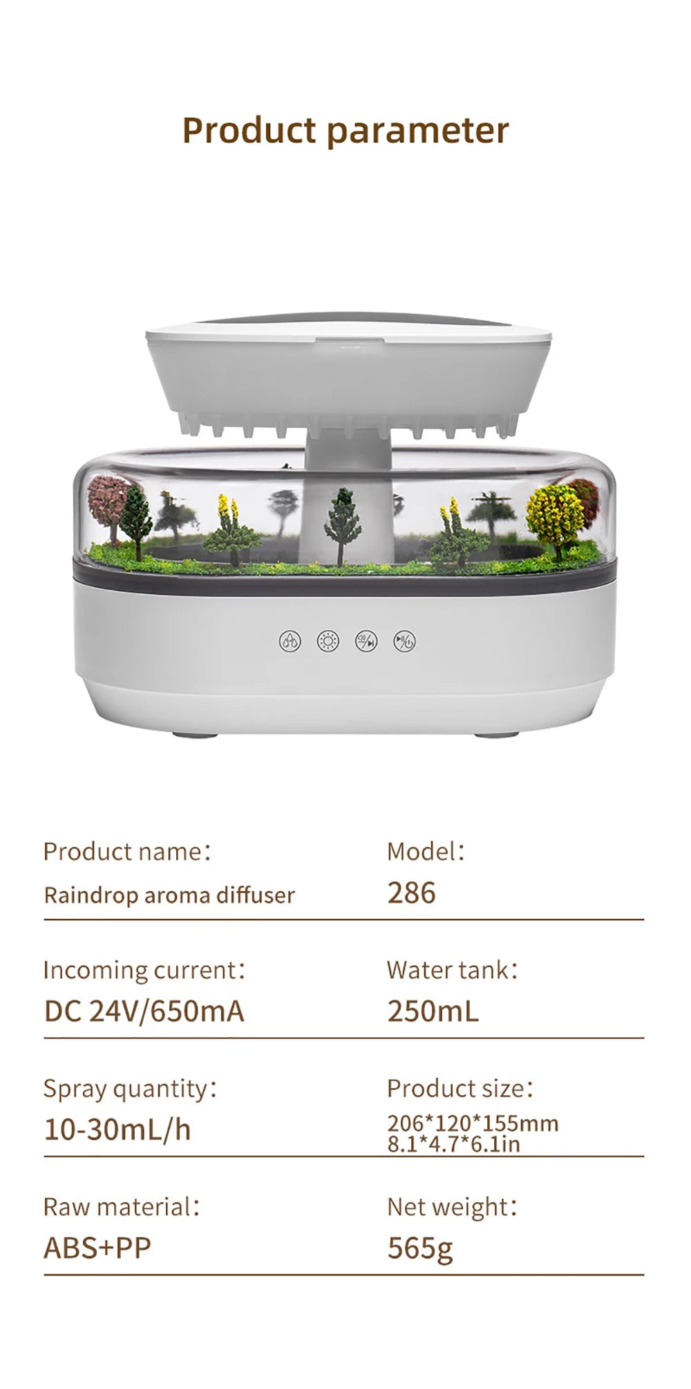 Humidifier Essential Oils Diffuser Raindrop Music Humidifier Home Fragrance Aromatherapy Diffuser Colorful Light Air Humidifier