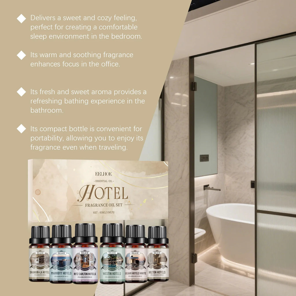 6 Flavors 10ml Essential Oils Nature Plant Making for Aroma Diffuser Air Humidifier Home Hotel Water-soluble Fragrance Gifts Kit