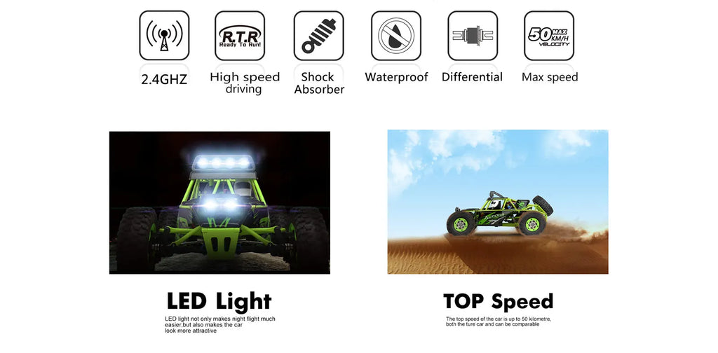 New WLtoys 12428 Pro 1:12 4WD RC Racing Car High Speed Off-Road Remote Control Climbing Truck LED Light Buggy Boy Toys Kids Gift