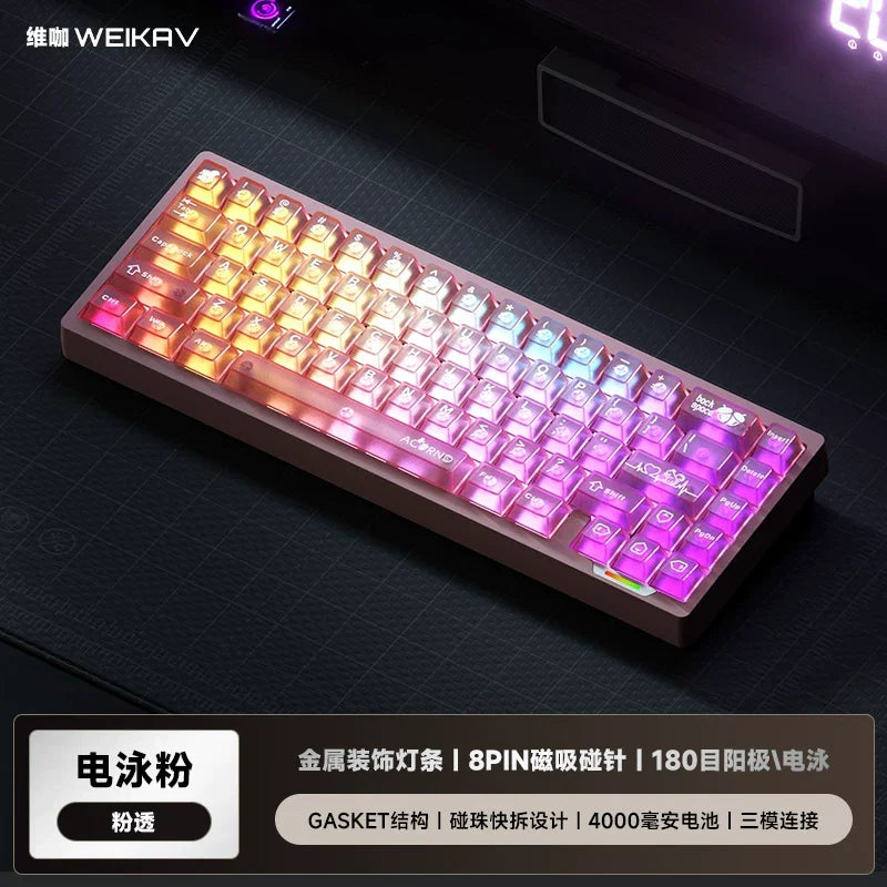 WEIKAV lucky65 V3 Gaming Keyboard Wireless Aluminum Alloy RGB Tri-mode Bluetooth Mechanical Keyboard CNC Gasket Quick Release