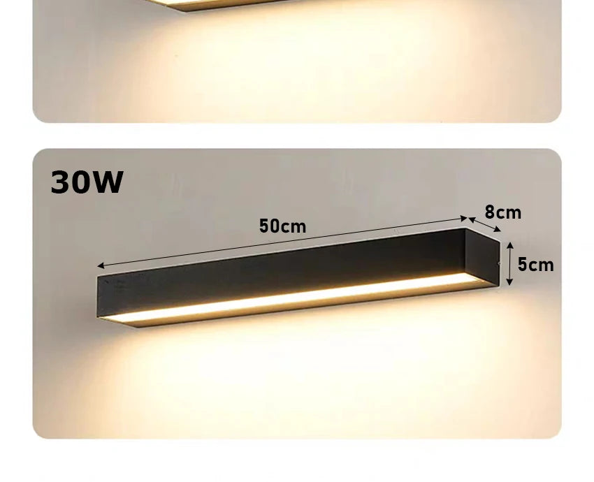 12W 18W 30W LED Wall Lamp Outdoor Waterproof Strip Wall Lights Porch Sign Lighting Courtyard Garden Decor Light Fixture Aluminum