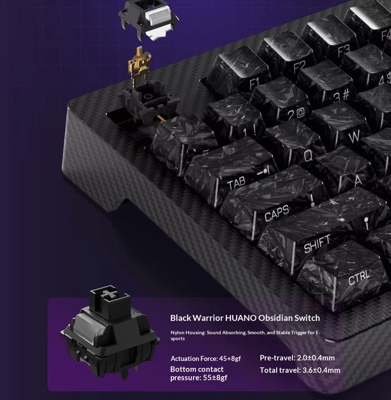 SKN Qinglong Mechanical Keyboard Gaming Custom Wireless Tri Mode Dual 8K Composite Carbon Fiber RGB Backlit Suspension Office