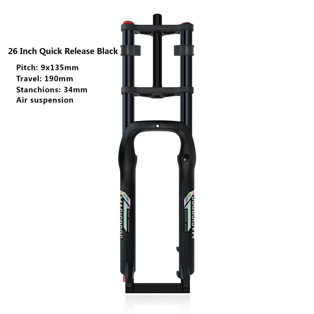 20x4.0 26*4.0 Dual Crown Motor Fork QR 9*135mm 15*135mm Beach Snow Bike Electric Fat Tire Bike Motorcycle Double Crown Air Fork