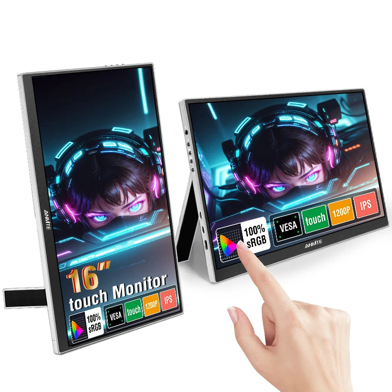 16 inch Touch Screen Portable Monitor 16:10 IPS Extended Display for Laptop with Bracket For xbox raspberry Pi