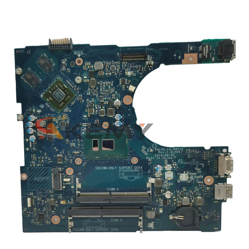 For Dell Inspiron 5566 Laptop Motherboard LA-D871P BAL60 CN-0J922J J922J CN-02PX9P i3 i5 i7-7th Gen CPU DDR4 Mainboard 5468