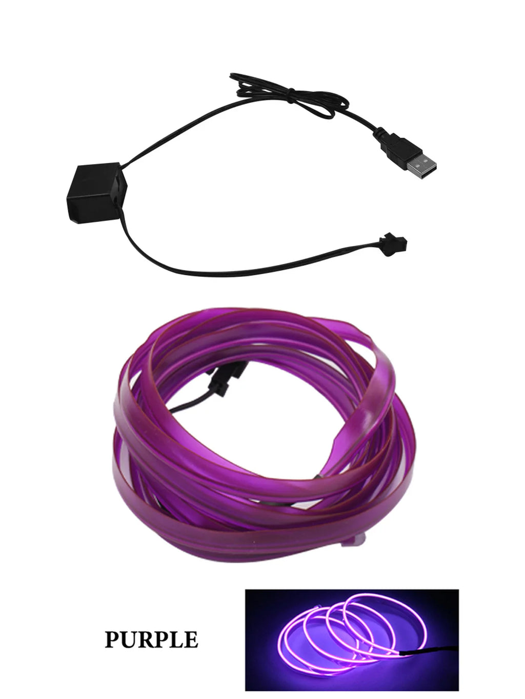 Car Interior Atmosphere Lighting LED Strip DIY Flexible EL Cold Light Line Tube With USB Auto Decoration Ambient Lamp