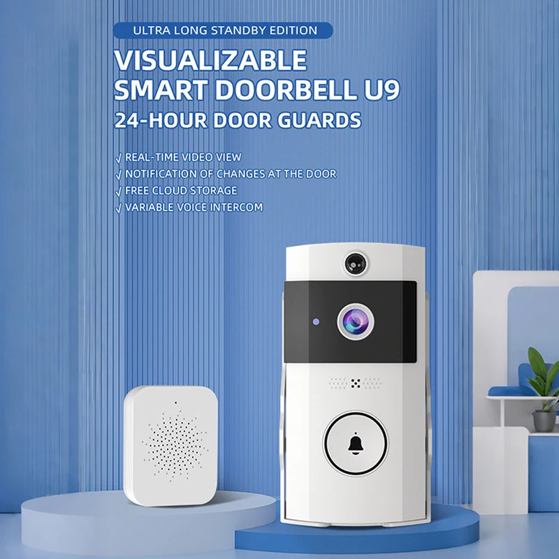 Smart Video Doorbell With Solar Charging, Wireless HD Camera, Waterproof Rain Cover, Two-Way Audio, Real-Time Mobile Monitoring