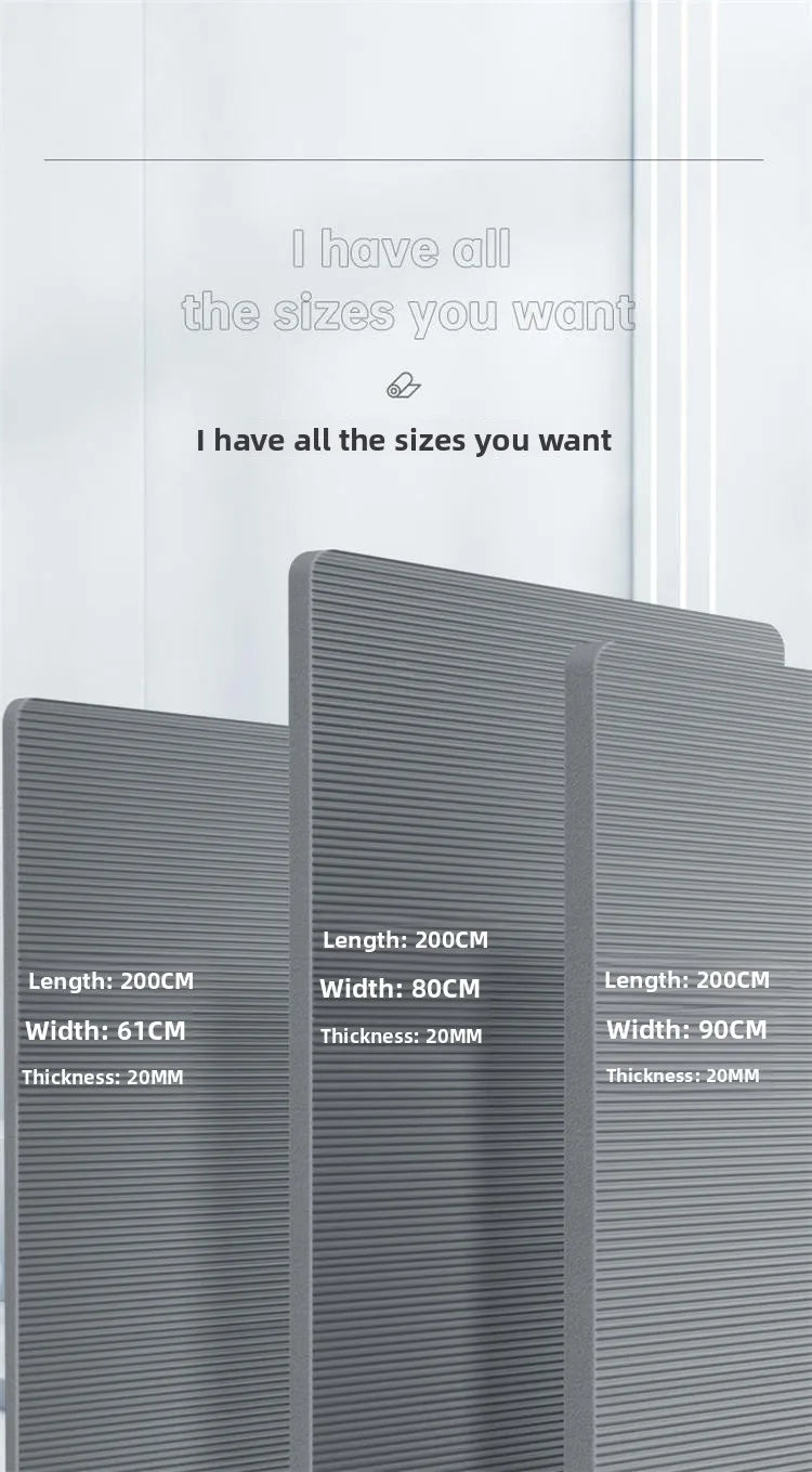 Men's Fitn Yoga Mat Thiened 20mm Wide Long Anti-slip Exercise Yoga Mat for Home Use l Rubber Pure Color Design