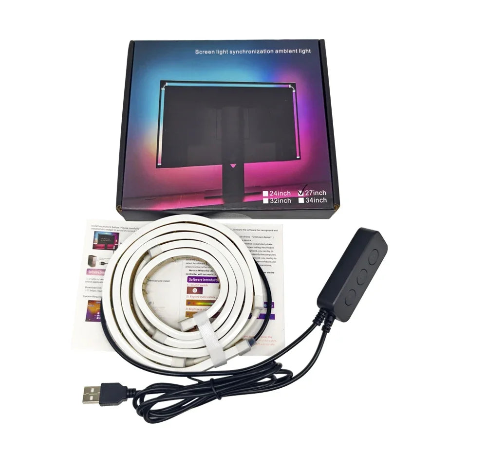 USB Computer Sync Light Strip PC Strip Lights 24 27 32 34 Inch Monitor RGB Screen LED Backlight for Gaming Room Atmosphere Decor
