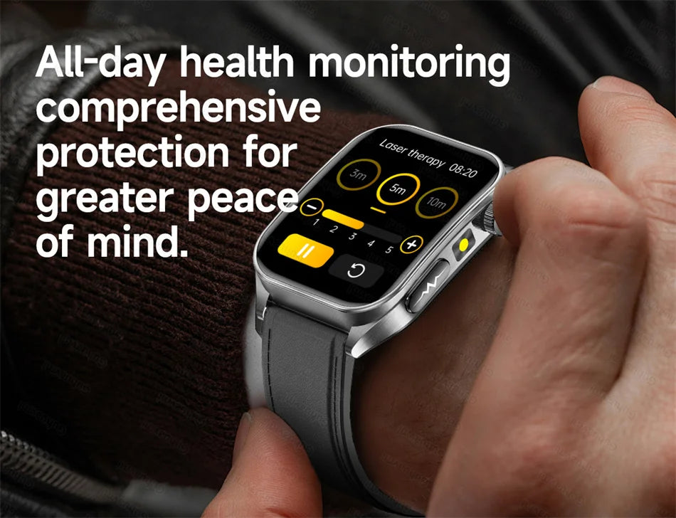 Smart Watch 650nm Dual probe laser health conditioning Blood oxygen Pressure Uric Acid Blood lipid ECG Smartwatch for Man Women
