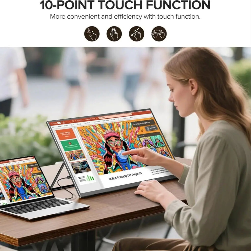 23.8-Inch Portable Monitor Touch Display FHD IPS 120Hz Travel Game Display With Built-in Stand Speaker Laptop Screen