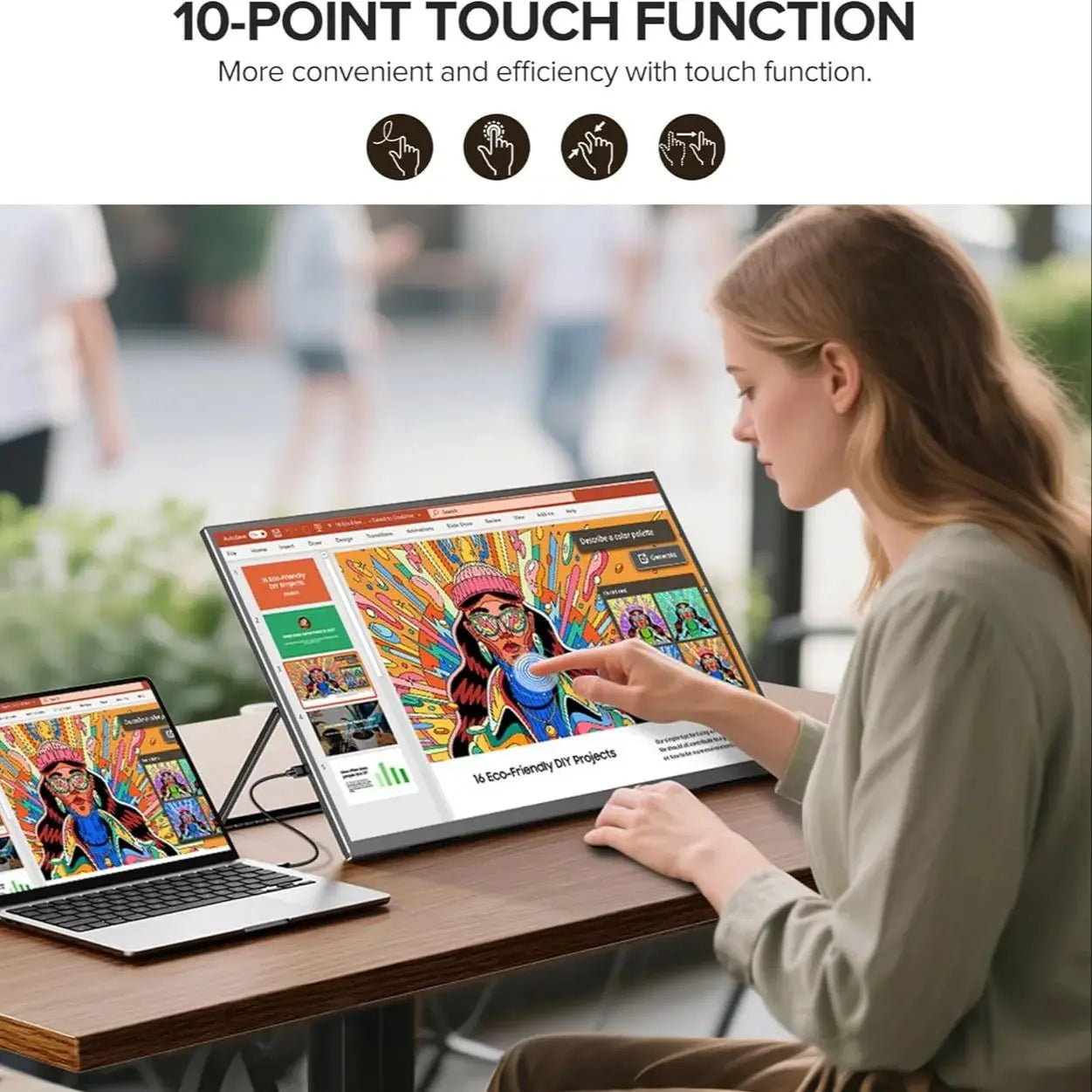 23.8-Inch Portable Monitor Touch Display FHD IPS 120Hz Travel Game Display With Built-in Stand Speaker Laptop Screen