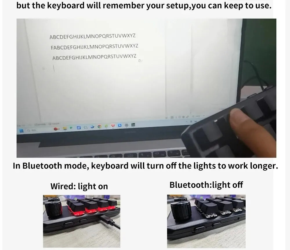 12 Keys 2 Knob Custom Mechanical Keyboard 3 Modes Bluetooth 2.4G Macro Programming Keyboard Hot-swapping Keypad for Gaming PS