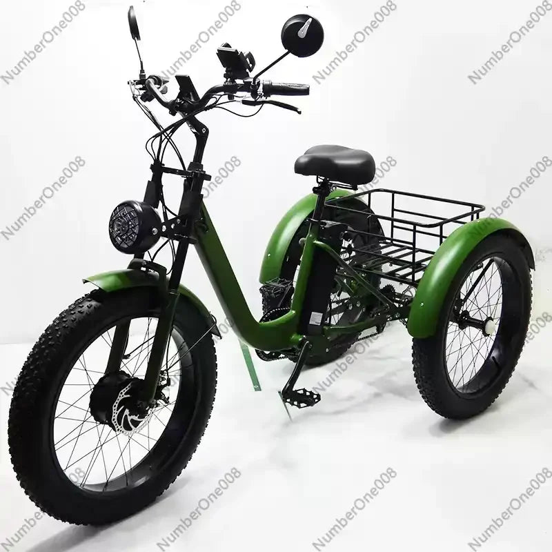 New Electric Tricyle Adult Electric Bicycle 24Inch Fat Tire 750W15AH Mobile Battery Mountain Ebike 3Wheel Electric Cargo Bike