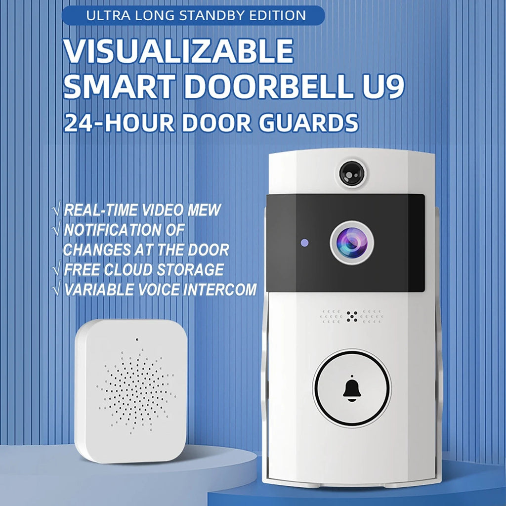 Wireless Doorbells with Solar Cover Camera High Definition Intelligent Video Door Bell Waterproof Smart Home Intercom Video Bell