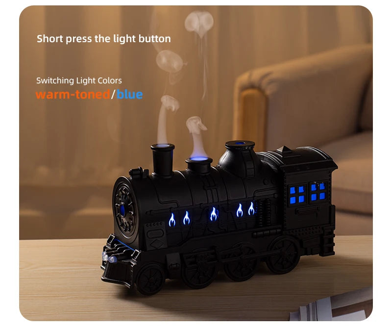 Essential Oil Diffuser Train Humidifier 300ml Two Mist Modes Aromatherapy Diffuser Two-color Lighting Humidification for Home