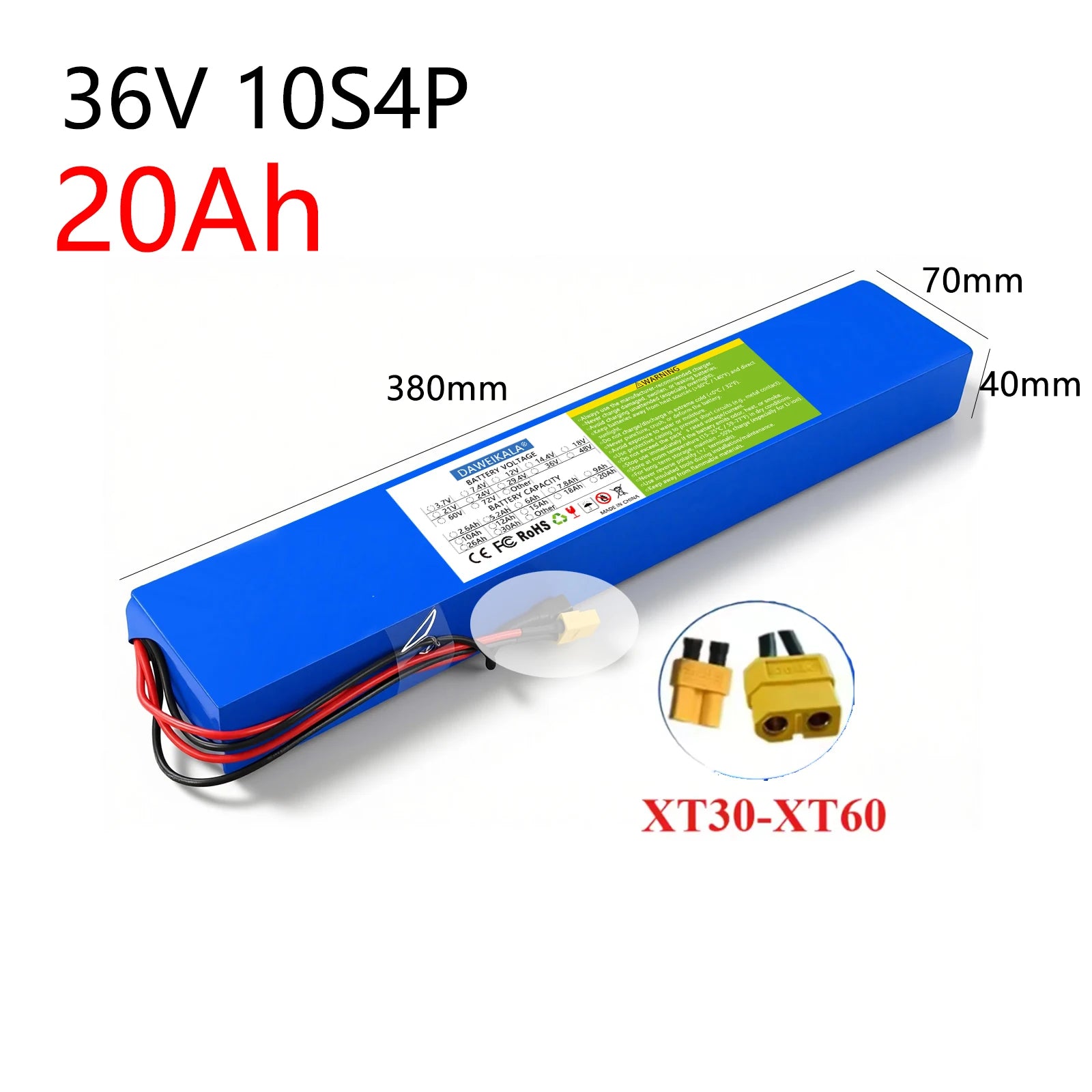 36V 10S4P 20Ah 18650 Battery Pack 250-750W  30A BMS 36v Lithium Li-ion Battery Electric Scooter 42v Electric Scooter Battery