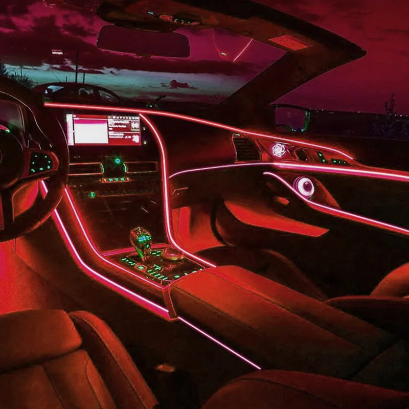 Car Interior Atmosphere Lighting LED Strip DIY Flexible EL Cold Light Line Tube With USB Auto Decoration Ambient Lamp