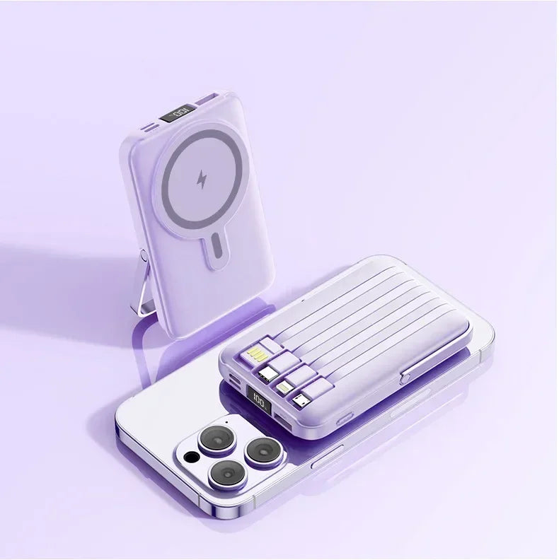 New 20000mAh Magnetic Wireless Power Bank with Phone Holder Portable Charger Fast Charging Battery for IPhone Magsafe PowerBank