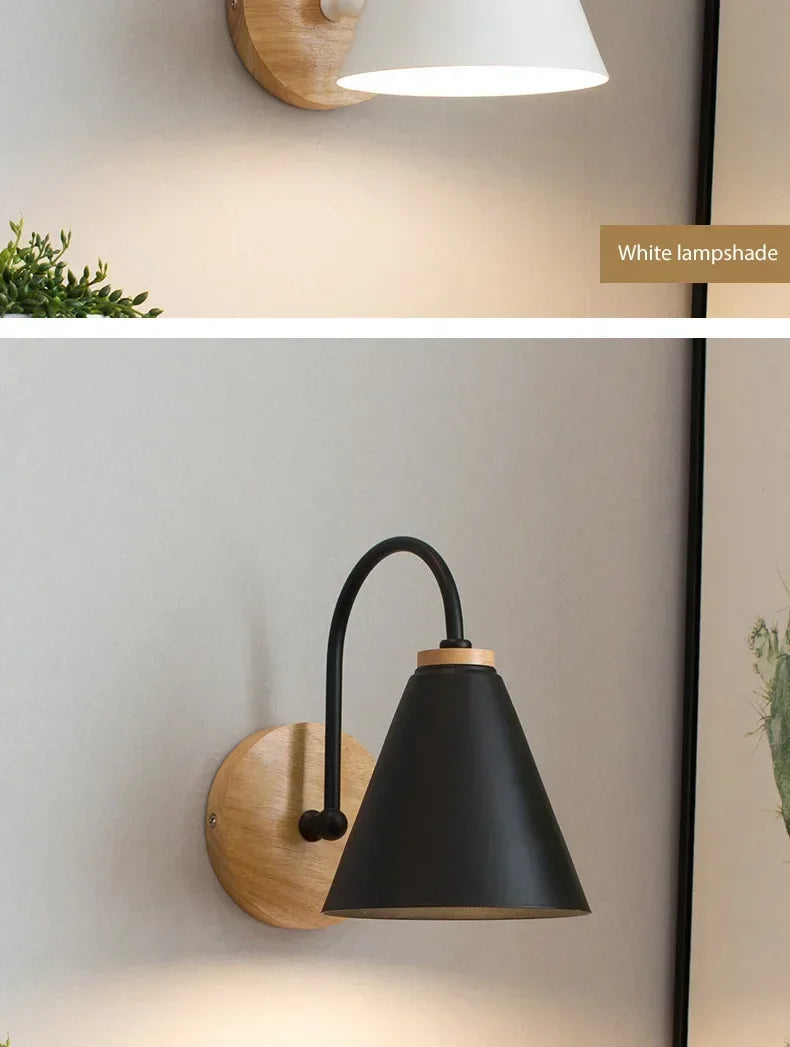 Nordic Wall Sconce Light Fixture for Bedroom Bedside Living Room Lighting Luminaire Lamp Indoor Wooden decor retro