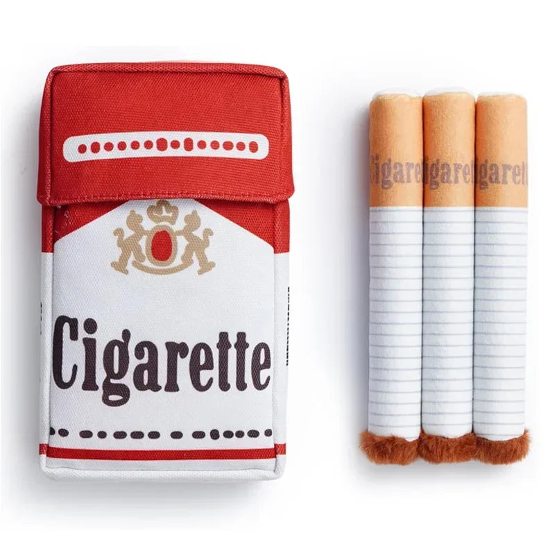 1set Cigarettes with Boxes Pet Vocalizations Durable Chew Toys Plush Toys Dogs Throwing Dolls Pet Supplies Gifts