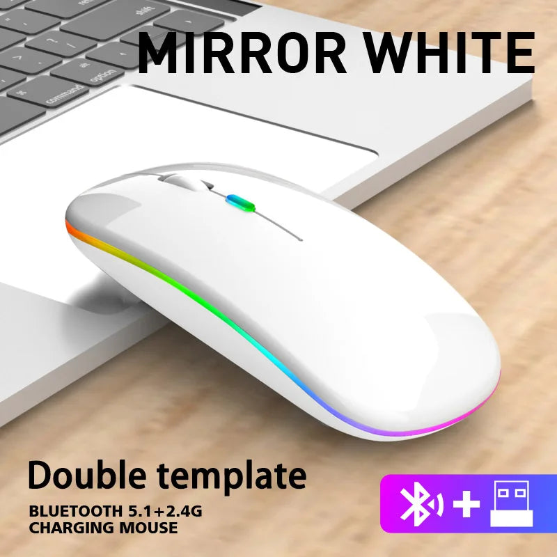 Wireless Mouse Bluetooth 2.4GHz Dual Modes Rechargeable RGB Ergonomic Silent Mouse Optical Mice For PC Computer Laptops Notebook