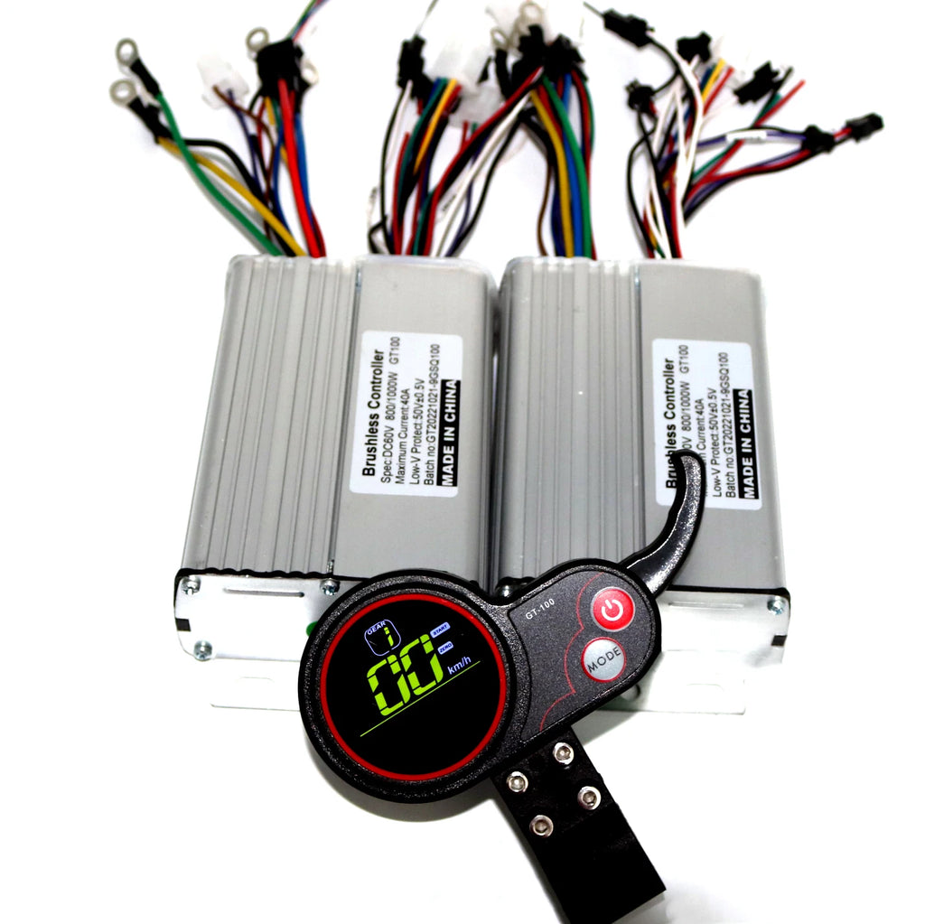 Dual drive 36/48/60V 800/1000W BLDC Electric scooter controller E-bike 2 pcs brushless speed driver and 1Pcs LCD Display one set