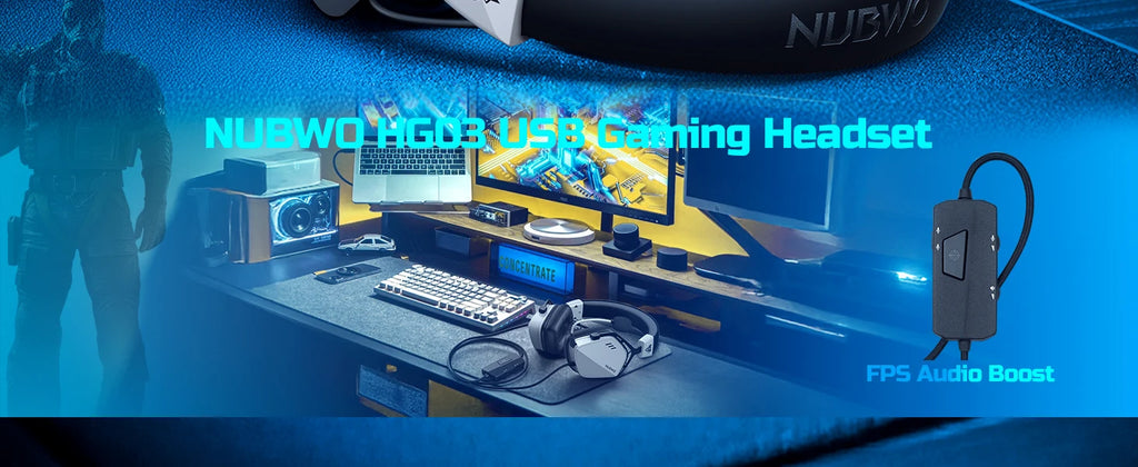 NUBWO HG03 USB-A Gaming Headset with 7.1 Surround and FPS Sound Wired Headphones with Noise Canceling Mic Comfortable Design