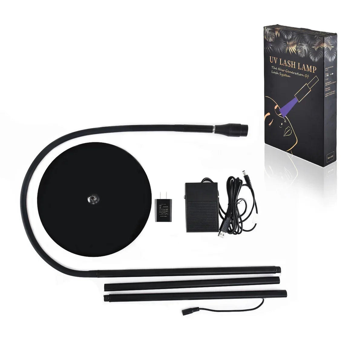 5W/10W UVLED Curing Lamp With Foot Switch Adjustable Focus Floor Lamp Grafting Eyelash Glue Fast Drying Purple Light Beauty Tool