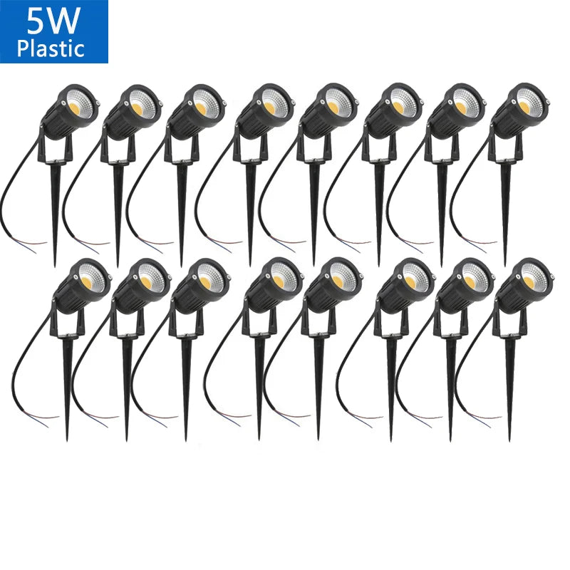 LED Garden Lawn Lamp 5W 10W 15W Outdoor Waterprof IP65 220V110V12V24V Landscape Spike Bulb Garden Path COB Lawn Spotlights