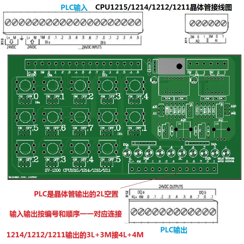 Suitable for S7-1200 PLC/CPU 1211C 1212C 1214C 1215C debugging simulation board