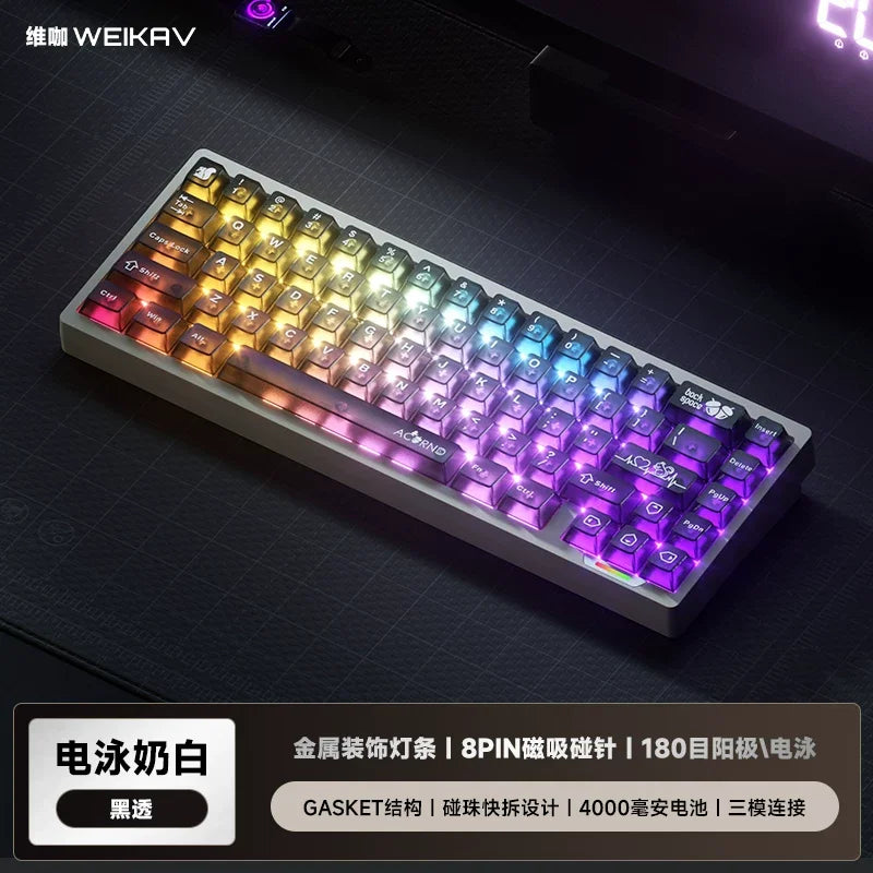 WEIKAV lucky65 V3 Gaming Keyboard Wireless Aluminum Alloy RGB Tri-mode Bluetooth Mechanical Keyboard CNC Gasket Quick Release
