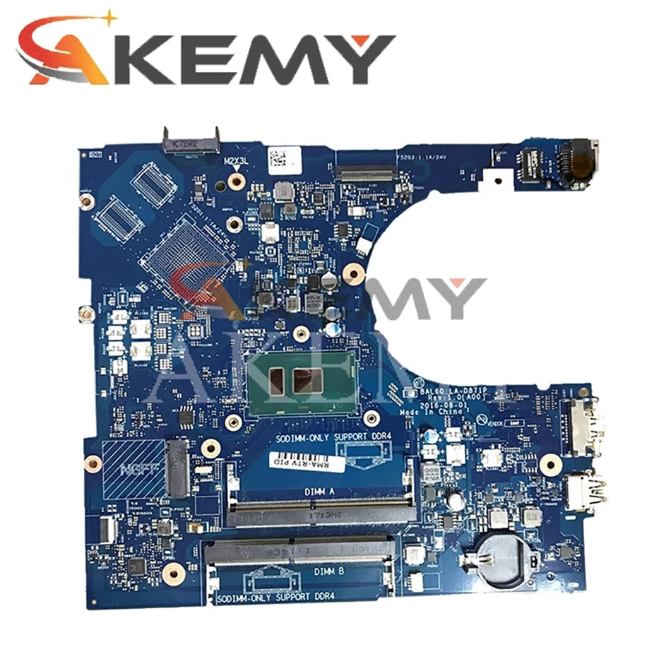 For Dell Inspiron 5566 Laptop Motherboard LA-D871P BAL60 CN-0J922J J922J CN-02PX9P i3 i5 i7-7th Gen CPU DDR4 Mainboard 5468