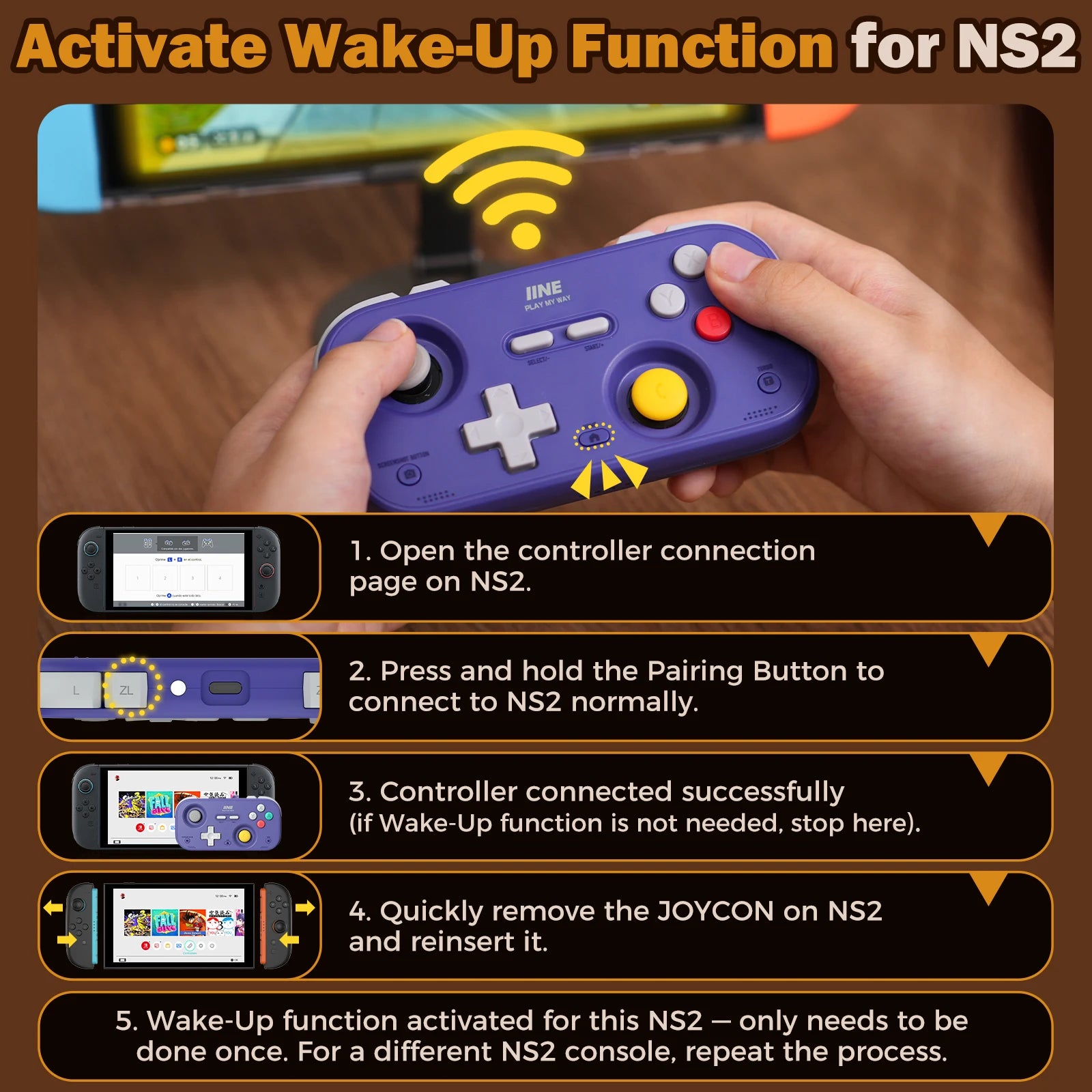 IINE Pocket Retro Game Controller,1000Hz Recessed Stick, Hall Effect Joysticks,Portable Mini Gamepad Customizable Controls