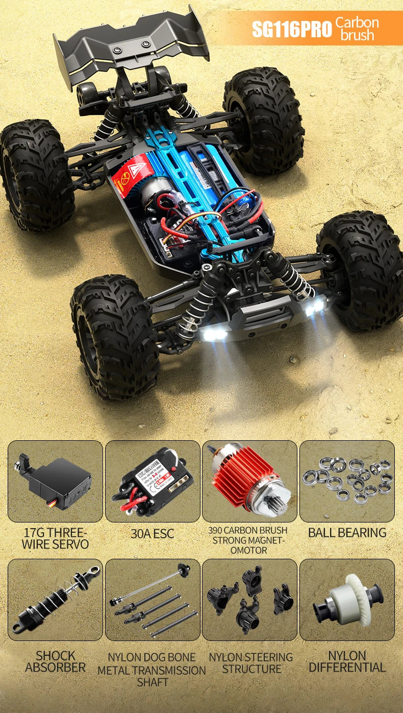 New PRO/MAX 1∶16 RC Car 80KM/H 4WD Brushless Off-Road Racing Toys High Speed Remote Control Vehicle For Kids Adults Outdoor Gift