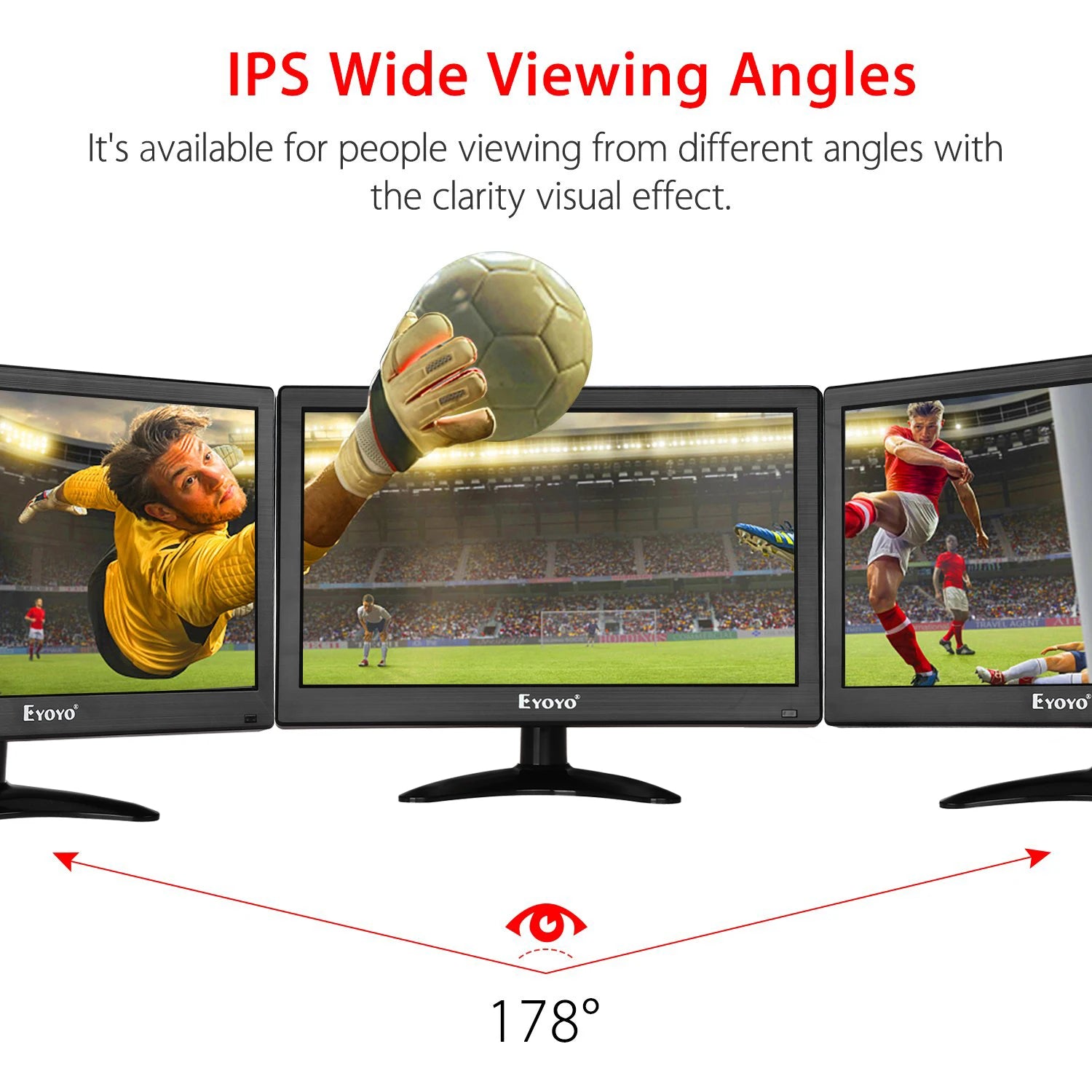 Eyoyo 12 Inch CCTV Surveillance Security Monitor HD 1920*1080 IPS LCD Home Office Desktop Display With Speaker VGA BNC USB Input