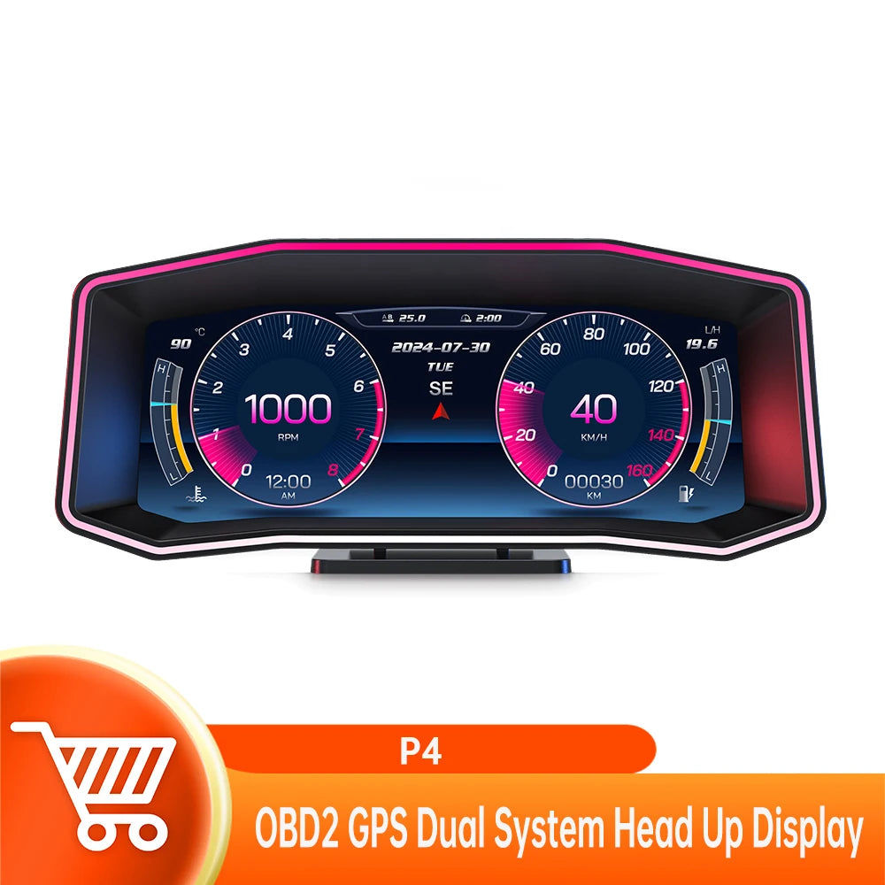 Newest P4 Car OBD2 Head Up Display For HUD On Board Computer Digital Overspeed Alarm Universal Auto Electronic Accessories Smart