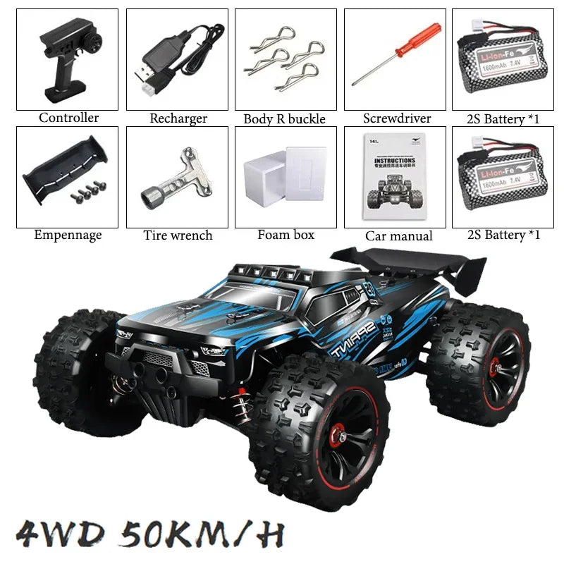 1:16 85KM/H Or 50KM/H 4WD RC Car With LED Remote Control Cars High Speed Drift Monster 4x4 Truck for Kids vs Wltoys 124017 Toys