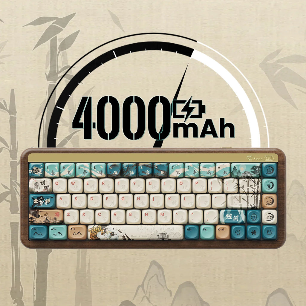 MU01/2 68key Wooden Mechanical Keyboard MOA Profile Custom RGB Hot-swappable BT 5.0/2.4G Wireless & Type-C Wired Gaming Keyboard
