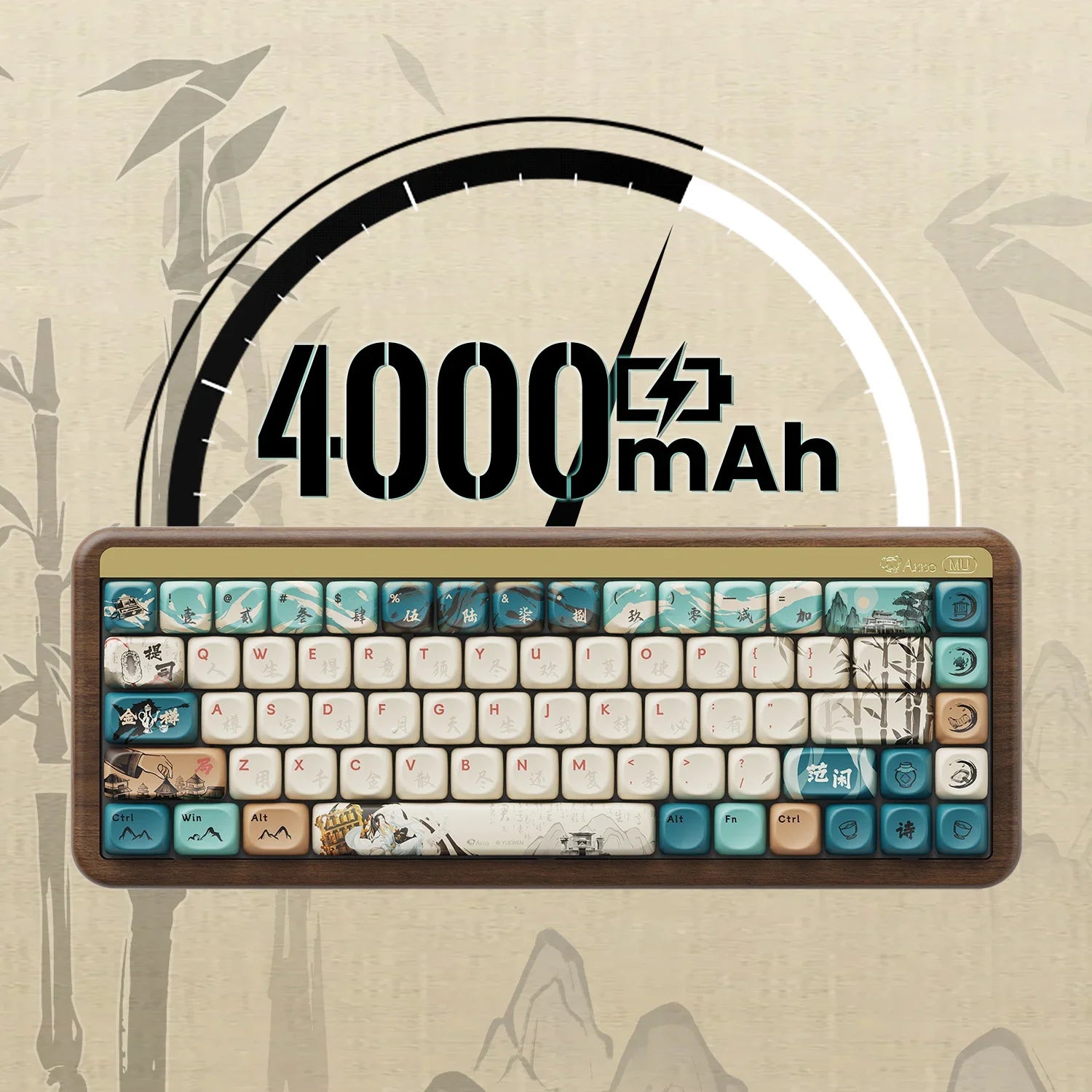 MU01/2 68key Wooden Mechanical Keyboard MOA Profile Custom RGB Hot-swappable BT 5.0/2.4G Wireless & Type-C Wired Gaming Keyboard
