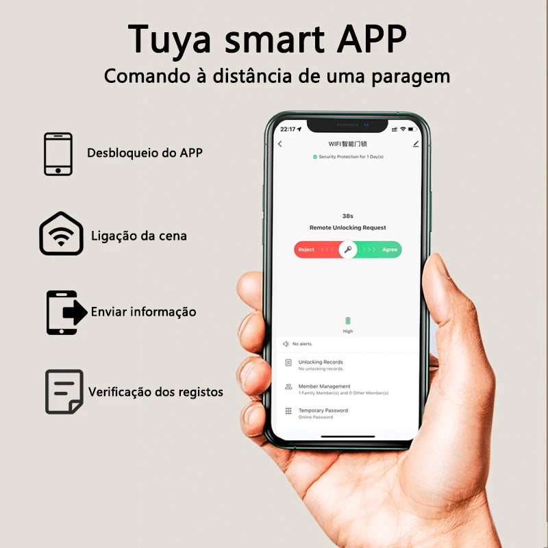 Electronic Smart Door Lock With Biometric Fingerprint Smart Card Password Key Unlock USB Tuya APP Emergency Charge lock For home