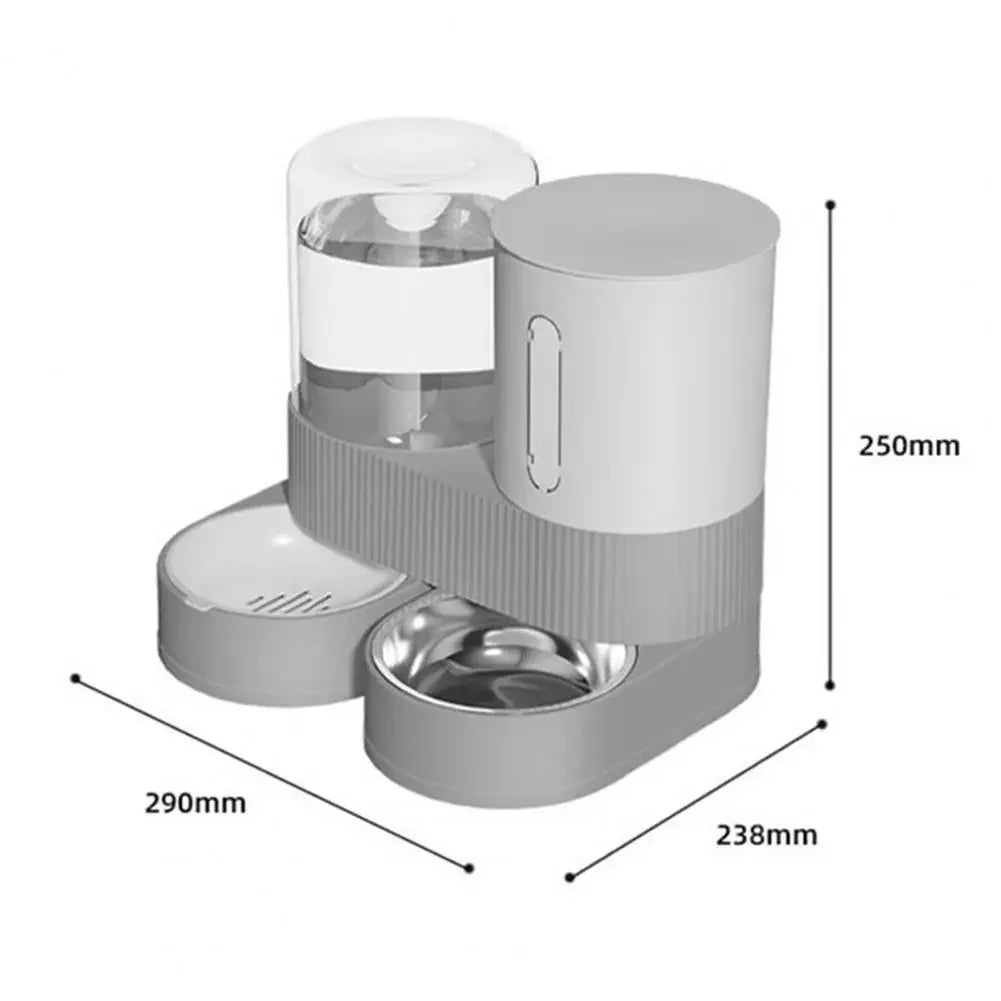 A  Automatic Cat Feeder Automatic Pet Feeder Water Dispenser Set for Cats Dogs 2-in-1 Food Bowl with Stainless Steel Insert