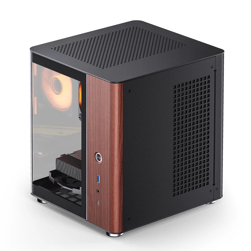 Jonsbo TK-0 ITX Sea View Room Case Separated Cabinet Dual-Curved Glass Aluminum Solid Walnut Wood Compact Desktop Chassis