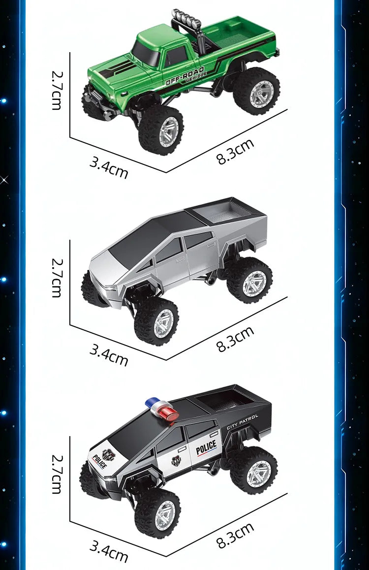 1：64 Mini Remote Control Off Road Truck Alloy Shell Rechargeable With Led Lights Anti Collision Night Play Electric Toy For Kids